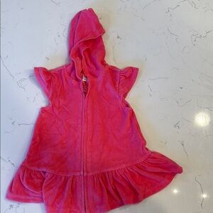 Pink Hooded Terry Cloth . Swim Coverup